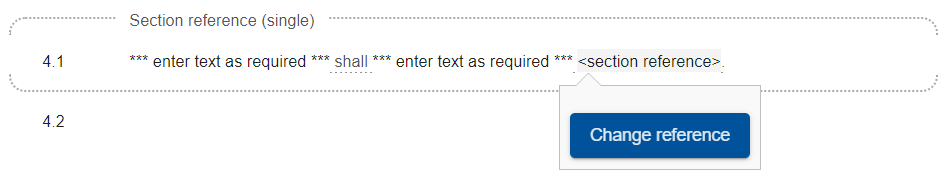 Image showing how to set/change a section reference