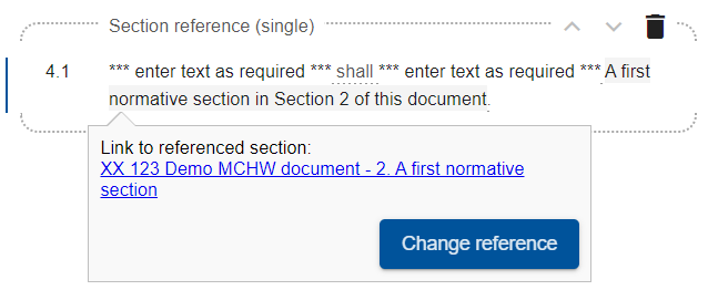 Screenshot showing saved section reference.
