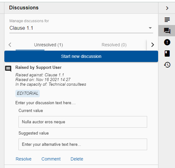 CARS screenshot showing a discussion summary within the Discussions side pane.